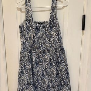 Aqua Navy and Cream Paisley Dress